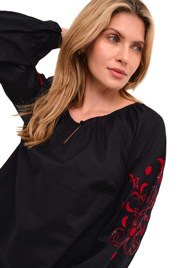 WENNI BLUS - PITCH BLACK - CREAM - 3