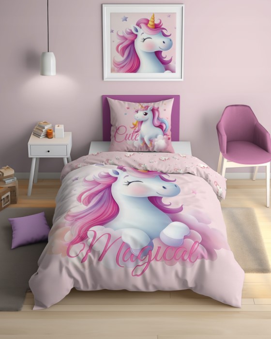 Unicorn Bäddset Självlysande i mörkret - 3