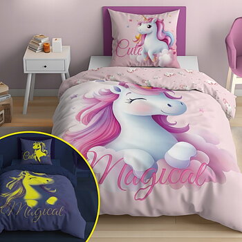 Unicorn Bäddset GLOW IN THE DARK