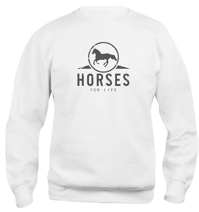 Sweatshirt Barn  "HORSES FOR LIFE" - Vit