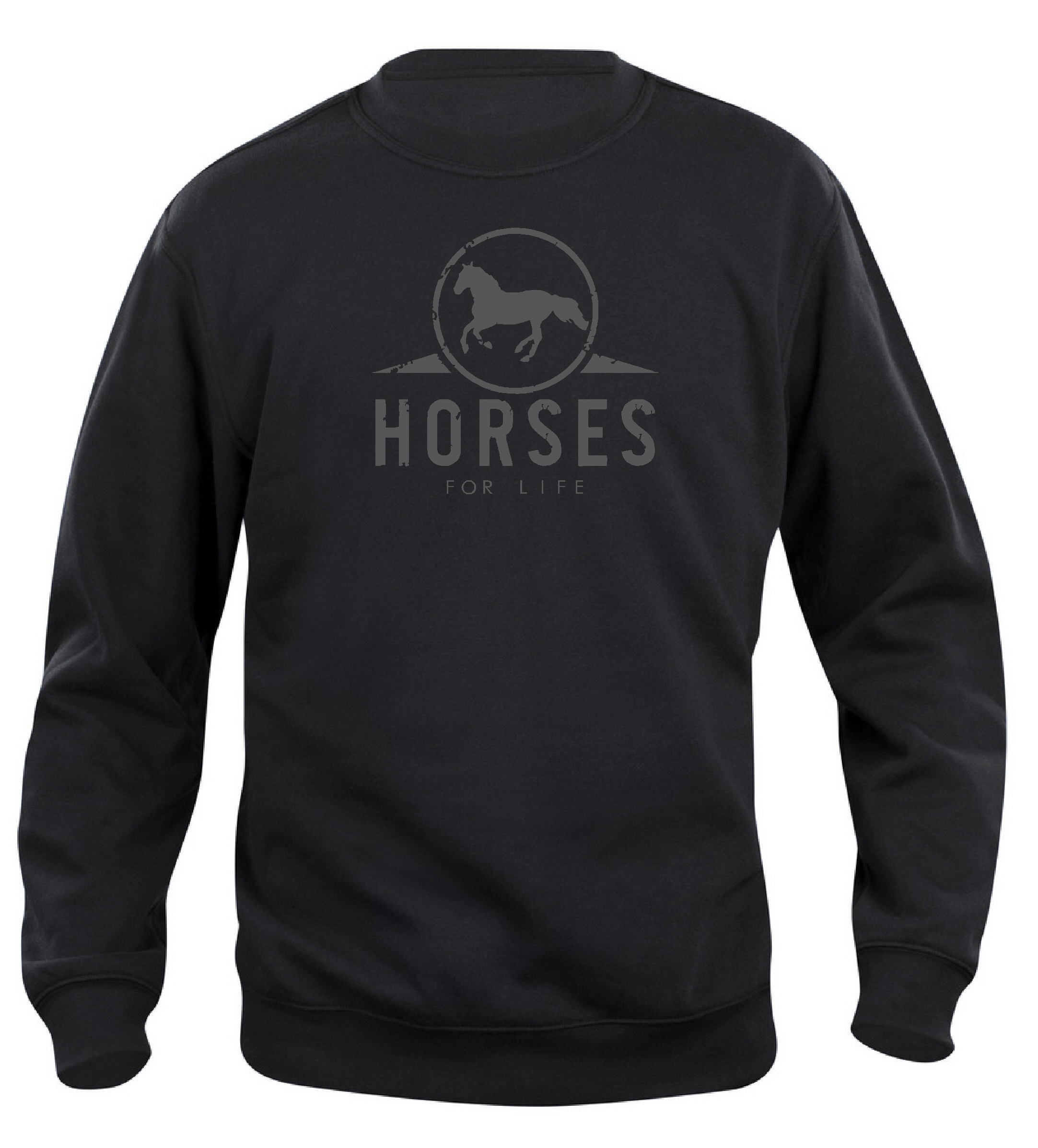 Sweatshirt Barn  "HORSES FOR LIFE" - Svart