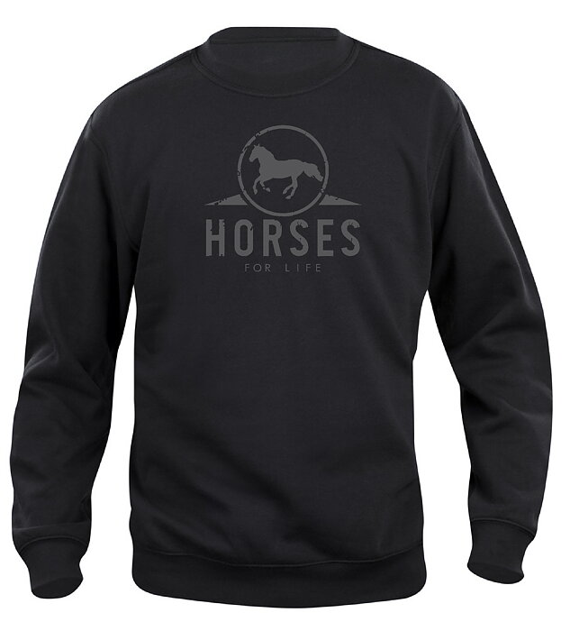 Sweatshirt Barn  "HORSES FOR LIFE" - Svart