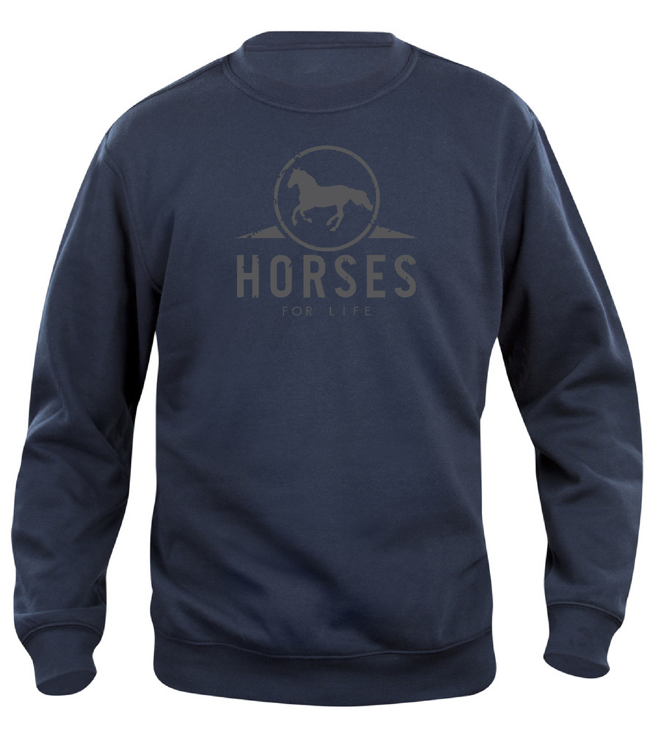 Sweatshirt Barn  "HORSES FOR LIFE" - Mörkblå