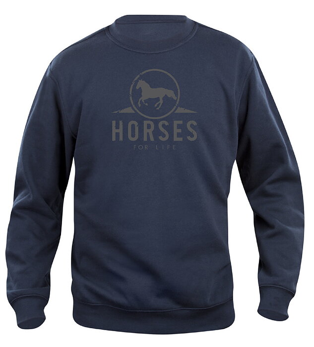 Sweatshirt Barn  "HORSES FOR LIFE" - Mörkblå