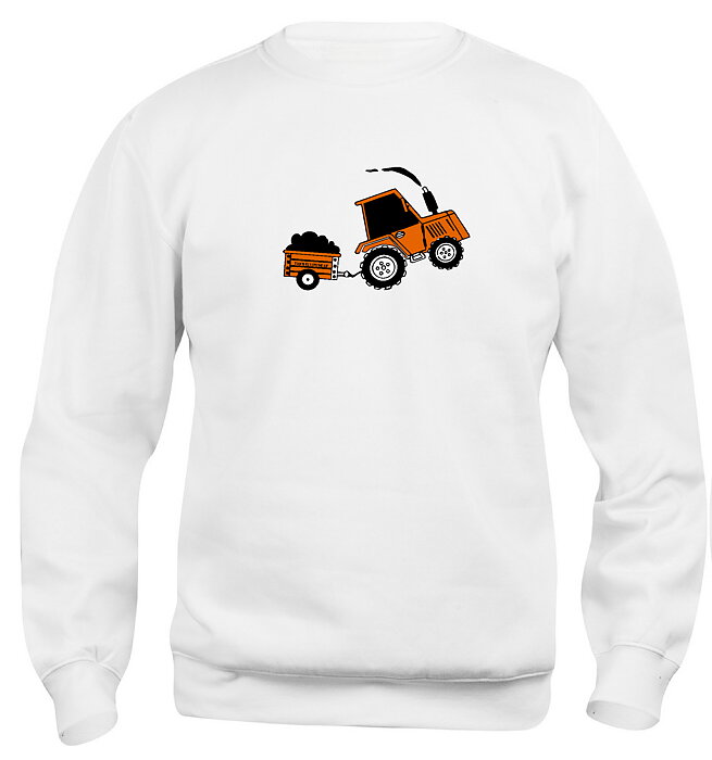 Sweatshirt Barn  "TRAKTOR MED SLÄP" - Vit