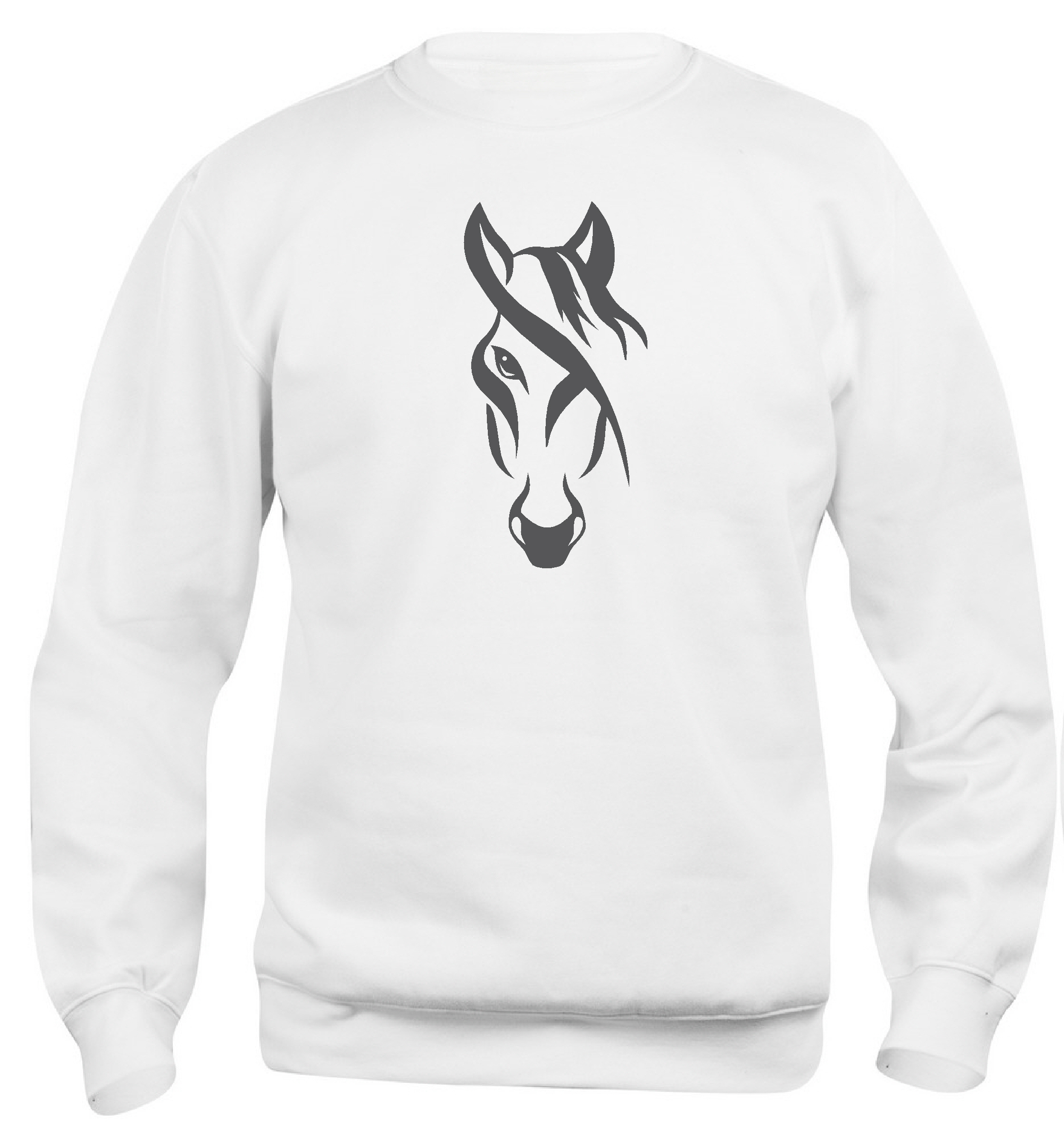 Sweatshirt Barn  "HÄST MED LUGG" - Vit