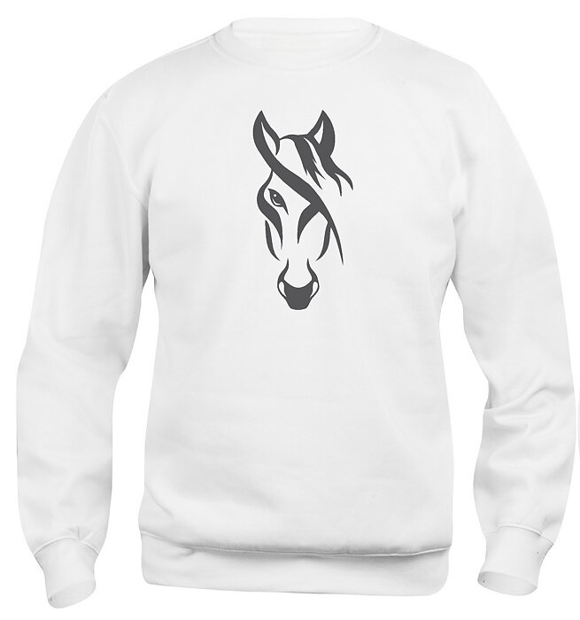 Sweatshirt Barn  "HÄST MED LUGG" - Vit