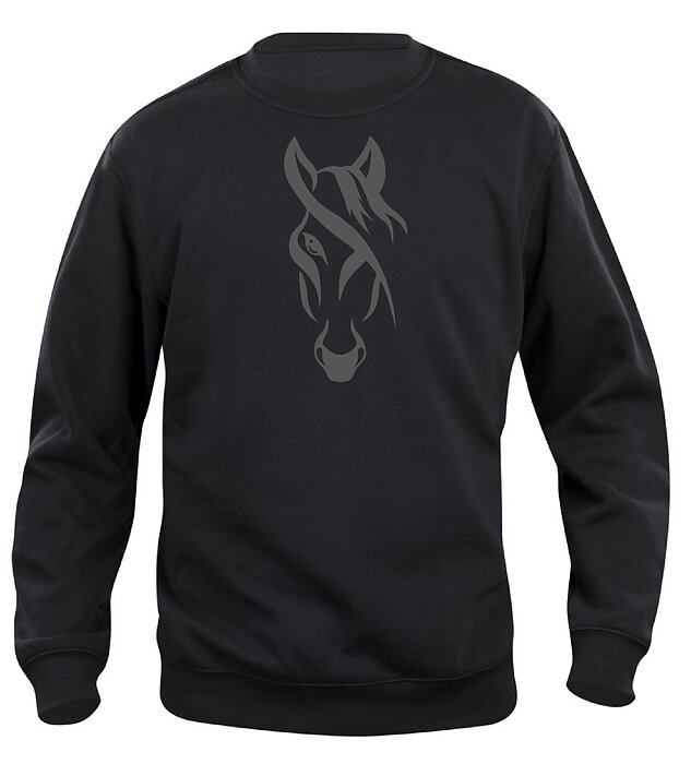 Sweatshirt Barn  "HÄST MED LUGG" - Svart