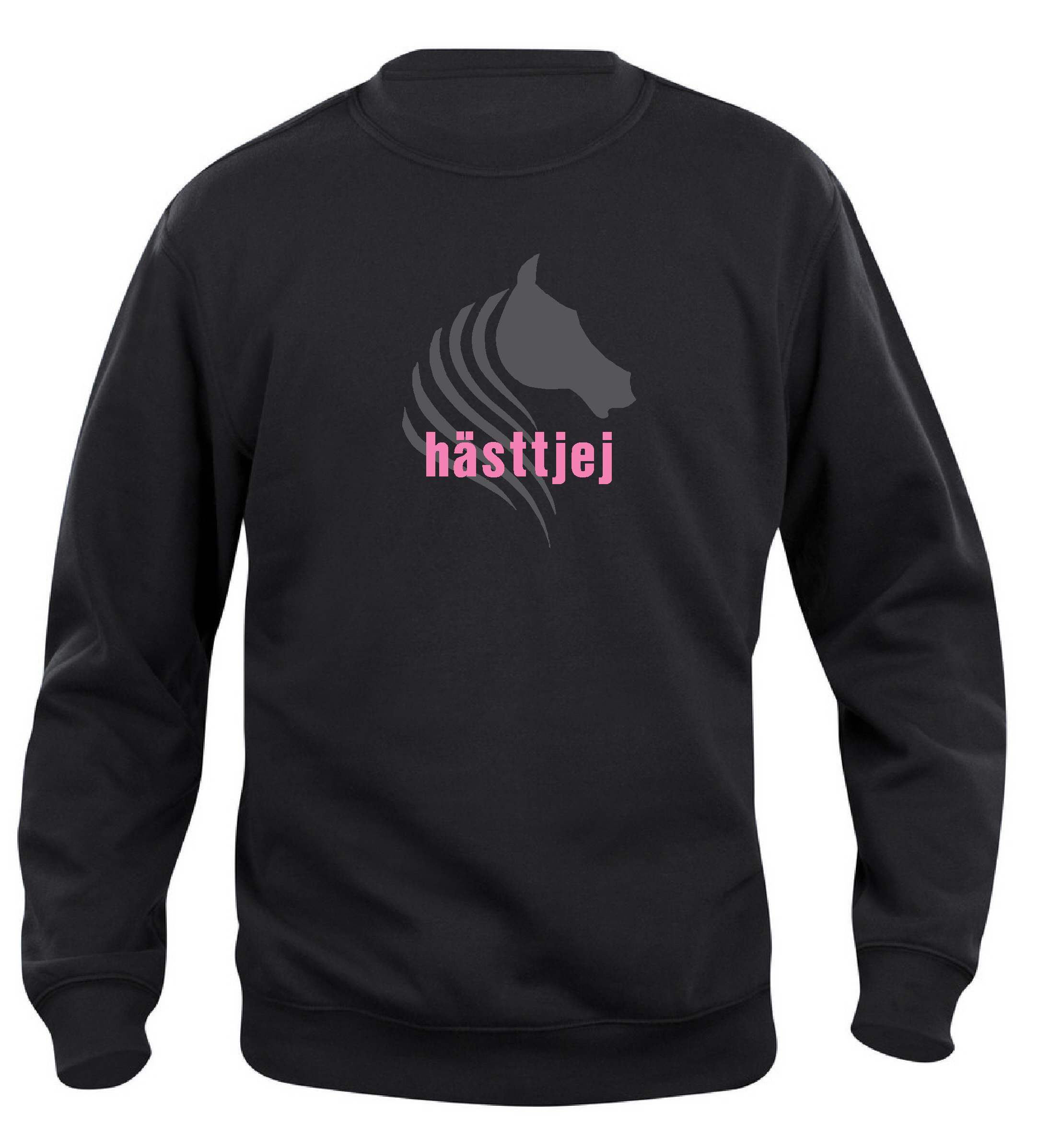 Sweatshirt Barn  "HÄSTTJEJ" - Svart
