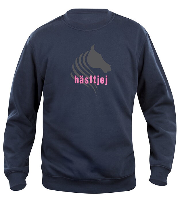 Sweatshirt Barn  "HÄSTTJEJ" - Mörkblå