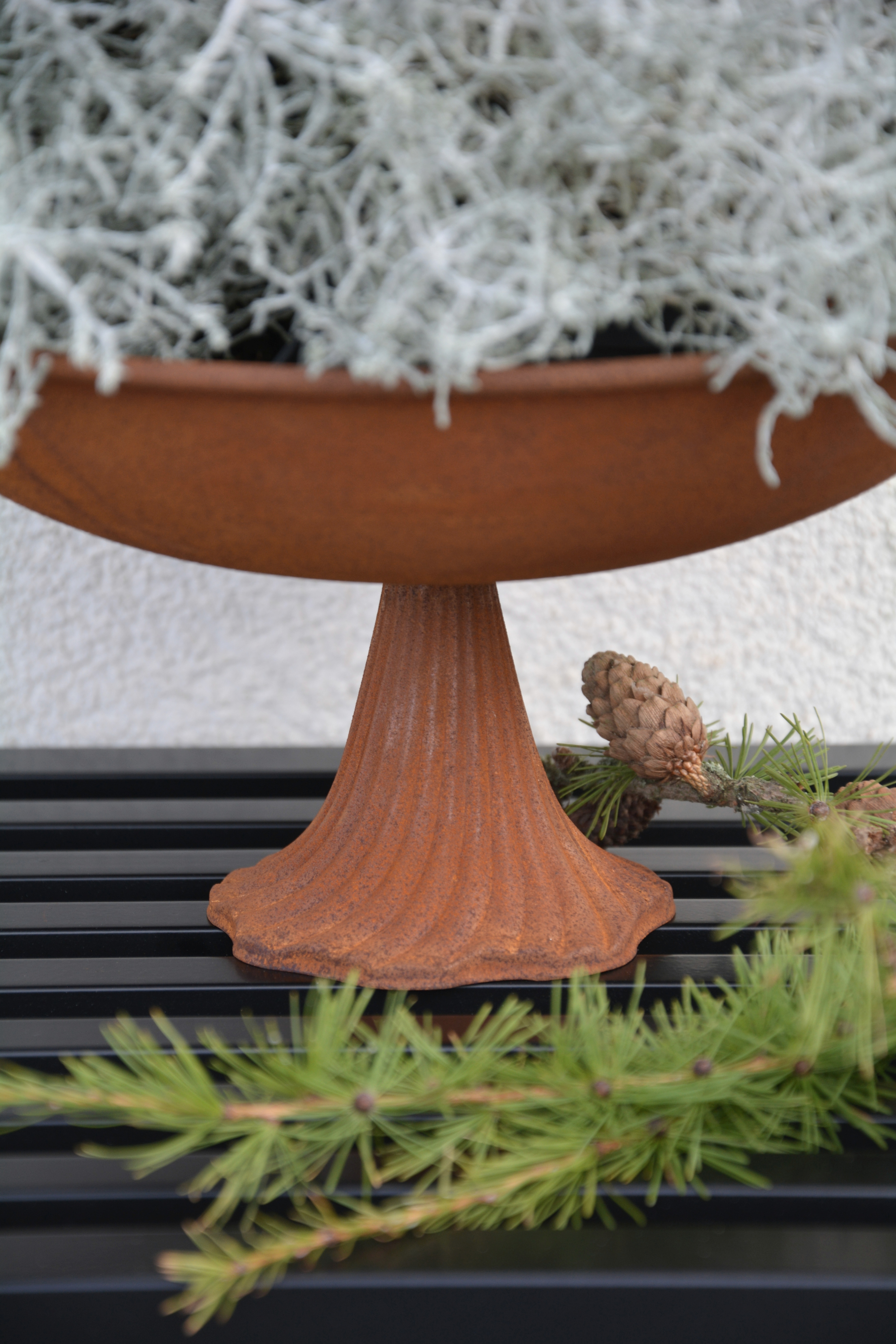 Rostig skål / fat på fot 29 cm - 4