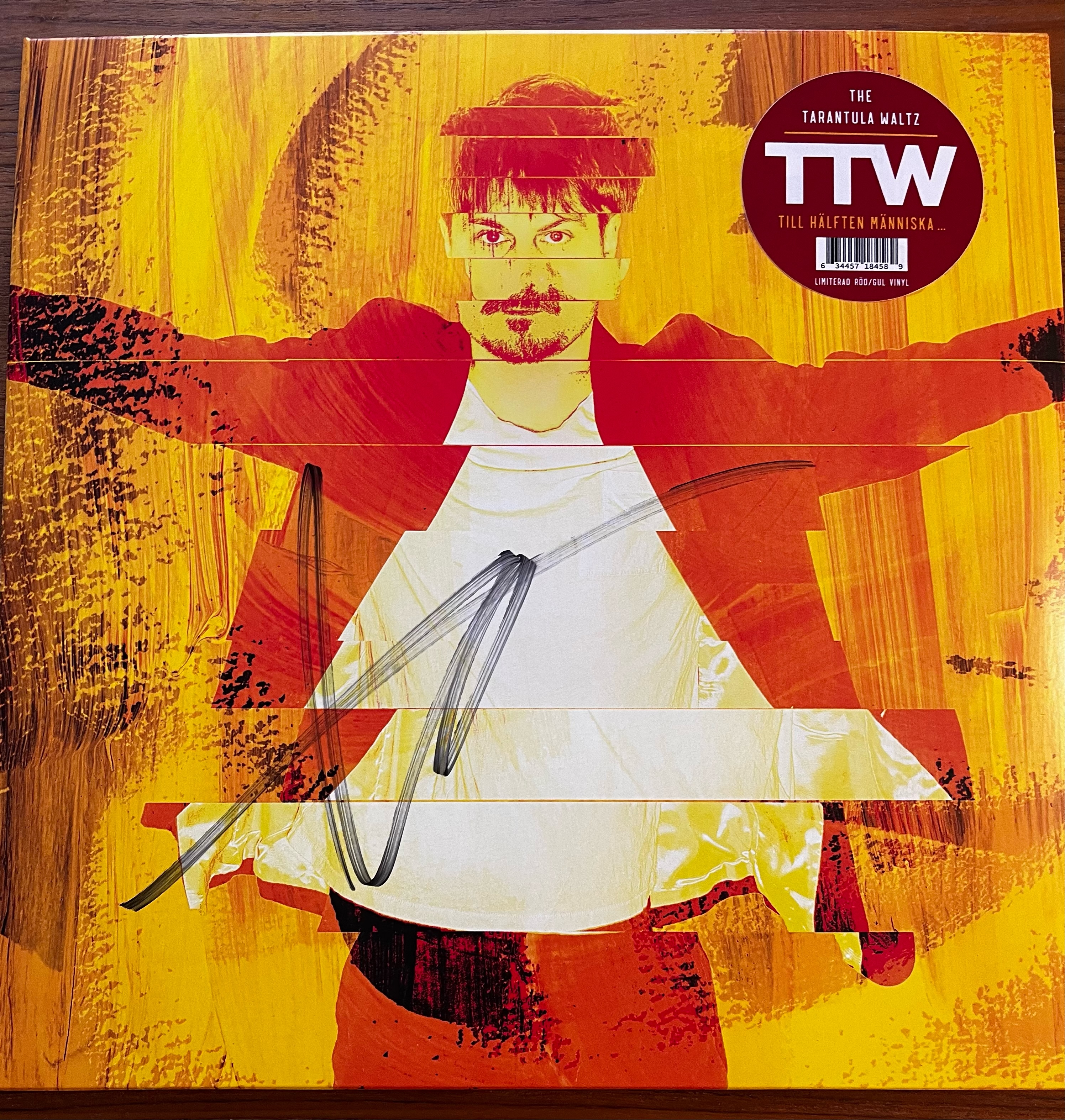 THE TARANTULA WALTZ - TILL HÄLFTEN MÄNNISKA (RÖD/GUL VINYL) SIGNERAD!