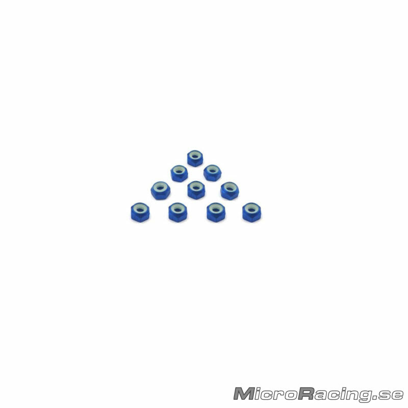 T-WORK`S - M3 Nylon Nut, Blue, Aluminum, 10pcs