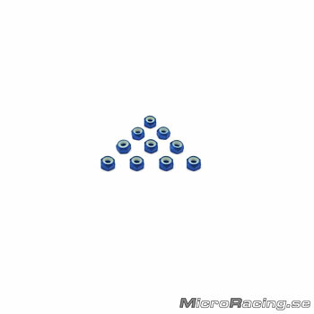 T-WORK`S - M3 Nylon Nut, Blue, Aluminum, 10pcs