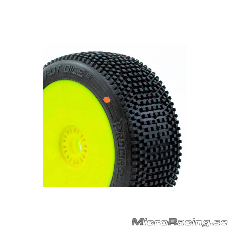 DEAL* PROCIRCUIT - Hot Dice V2 Medium, 1/8 Off Road, Preglued, Yellow Rim, 1pair - 3