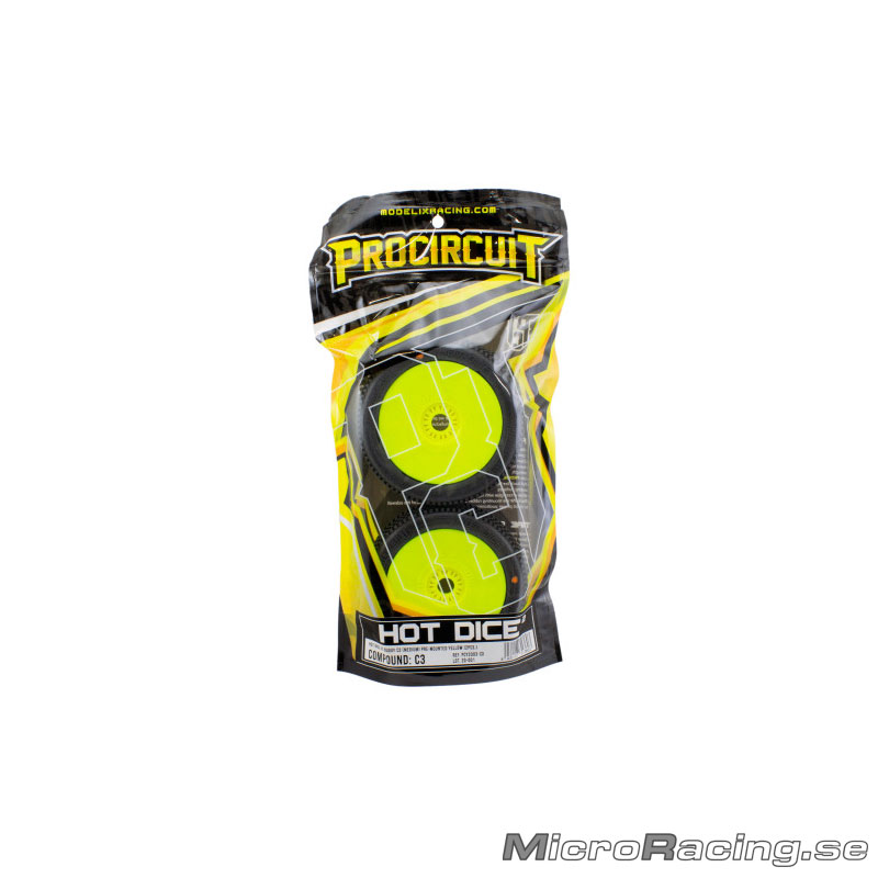 DEAL* PROCIRCUIT - Hot Dice V2 Medium, 1/8 Off Road, Preglued, Yellow Rim, 1pair - 4