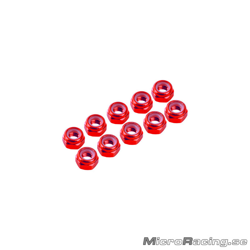 ULTIMATE - M3 Mutter, Nylon, Röd, Aluminium, 10st