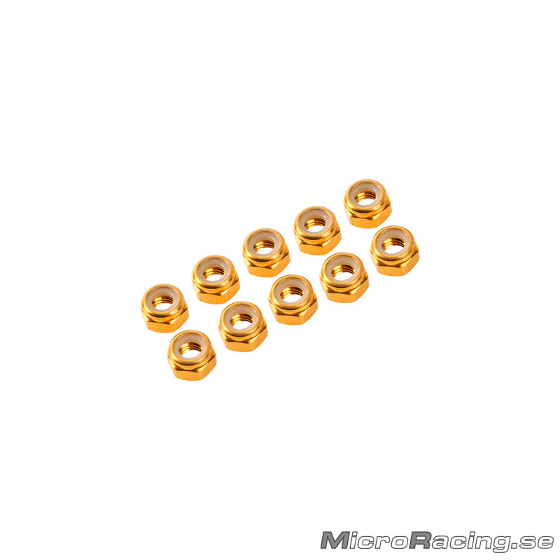 ULTIMATE - M4 Mutter, Nylon, Guld, Aluminium, 10st