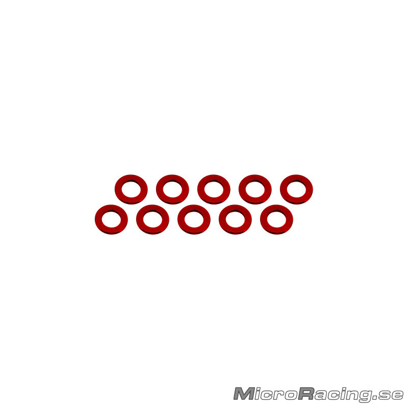 ULTIMATE - M3x6x0.5mm Washer, Red, Aluminum, 10pcs