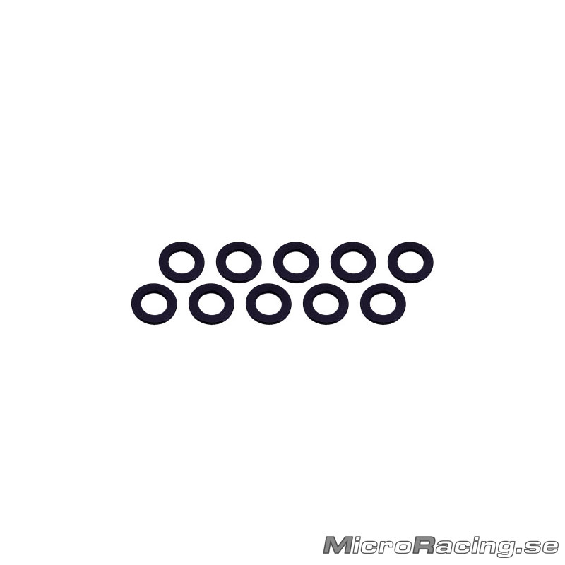 ULTIMATE - M3x6x1mm Washer, Svart, Aluminum, 10pcs