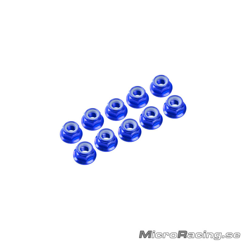 ULTIMATE - M3 Nut, Nylon, W/Flanged, Blue, Aluminum, 10pcs