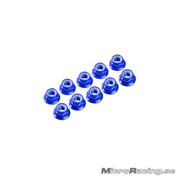 ULTIMATE - M3 Nut, Nylon, W/Flanged, Blue, Aluminum, 10pcs