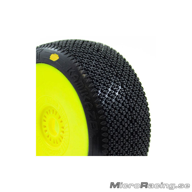 DEAL* PROCIRCUIT - Kamikaze V2 Soft, 1/8 Off Road, Preglued, Yellow Rim, 1pair - 2