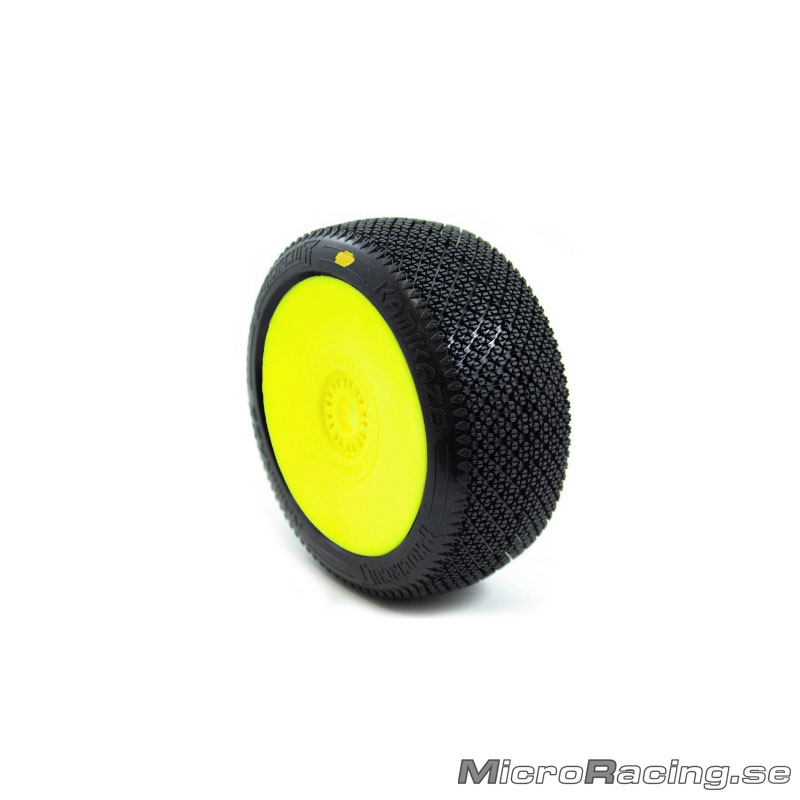 DEAL* PROCIRCUIT - Kamikaze V2 Soft, 1/8 Off Road, Preglued, Yellow Rim, 1pair