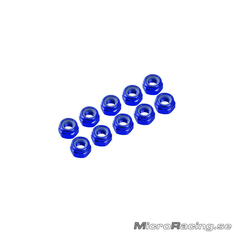 ULTIMATE - M4 Nut, Nylon, W/Flanged, Blue, Aluminum, 10pcs