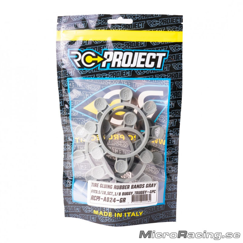 RC-PROJECT - Tyre Glue Bands, Grey, 1/8 & 1/10 Off Road, 4pcs - 2
