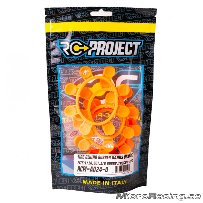 RC-PROJECT - Tyre Glue Bands, Orange, 1/8 & 1/10 Off Road, 4pcs - 2