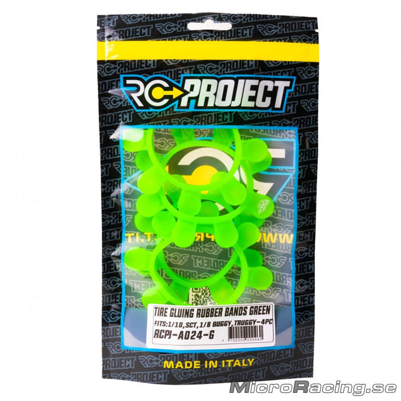RC-PROJECT - Tyre Glue Bands, Green, 1/8 & 1/10 Off Road, 4pcs - 2