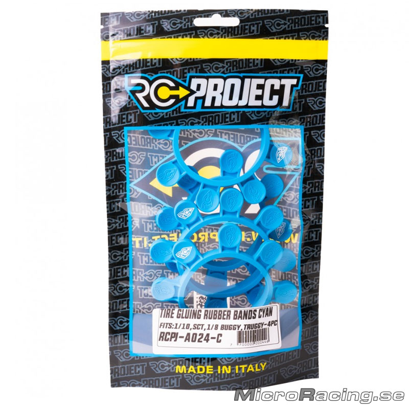 RC-PROJECT - Tyre Glue Bands, Cyan, 1/8 & Off Road, 4pcs - 2