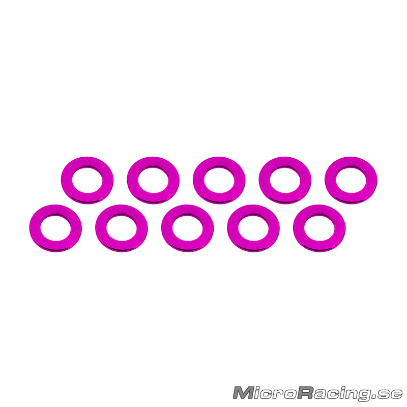 ULTIMATE - M3x6x0.5mm Bricka, Rosa, Aluminium, 10st