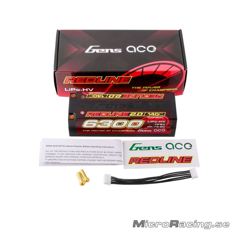 GENS ACE - Batteri LiPo, Redline 2.0, 4S 140C, 15.2V/6300mAh - 4