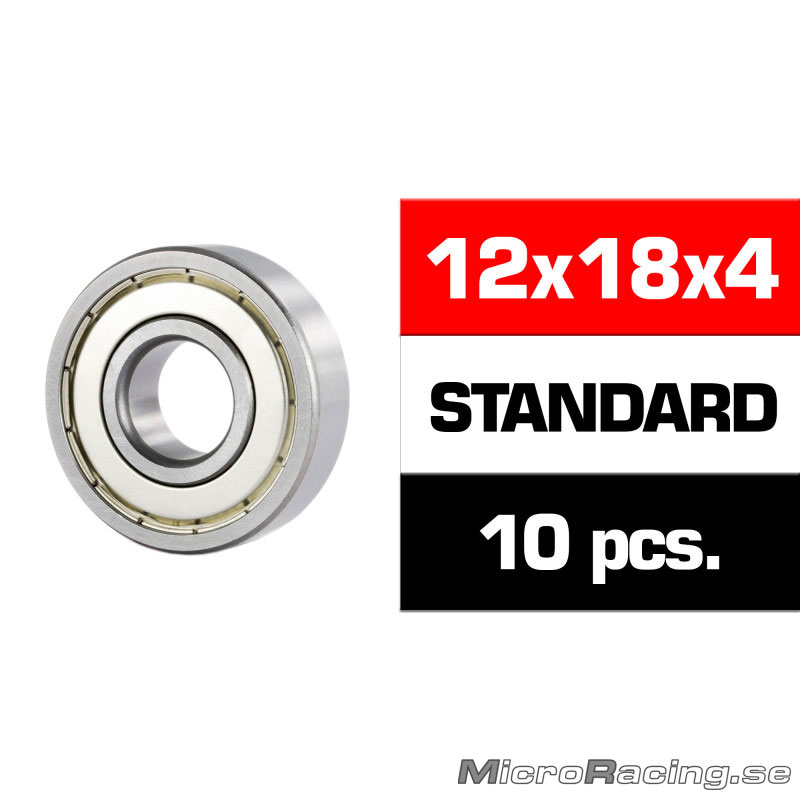 ULTIMATE - 12x18x4mm Lager, "HS" Metaltätat, 10st
