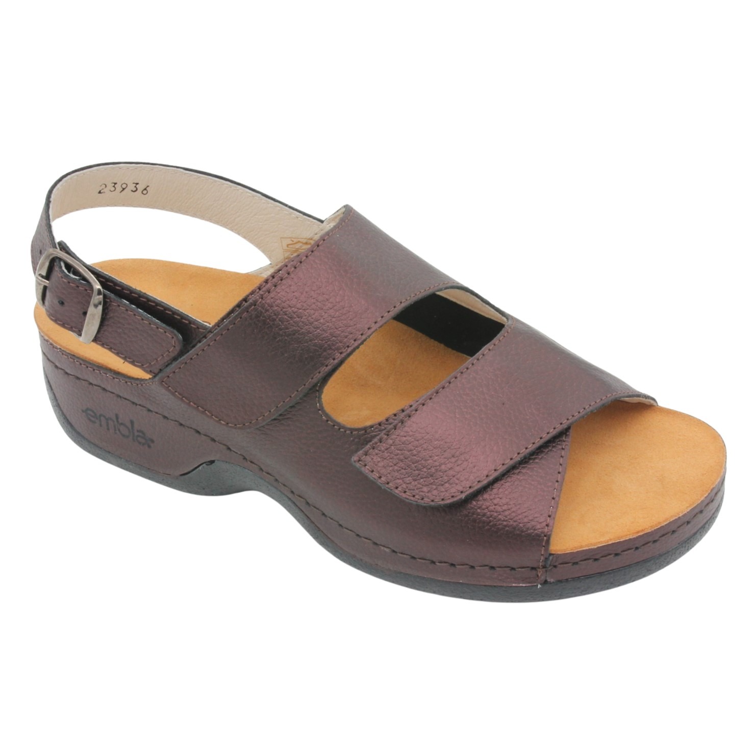 Sandal Brown Metal med elastisk insida - ergoflex