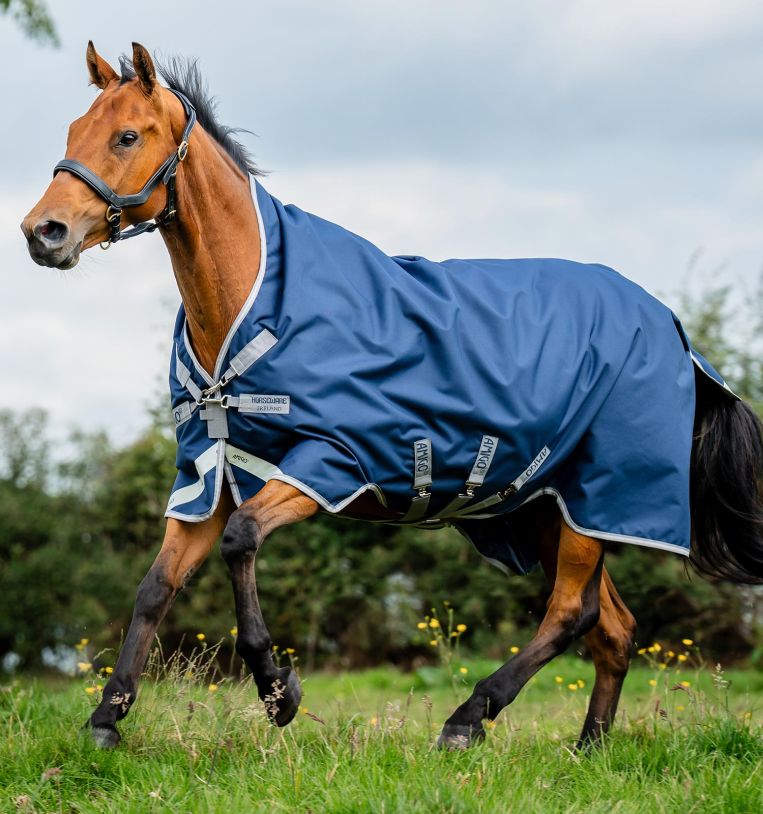 Horseware Amigo Bravo 12 Wug Hästtäcke 250g - Navy/Titanium Grey & Silver (6'3 - 140 cm)