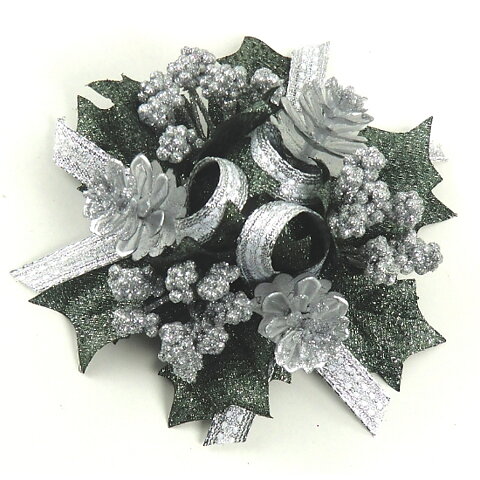 Candlering Holly cone beads ribbon ring 