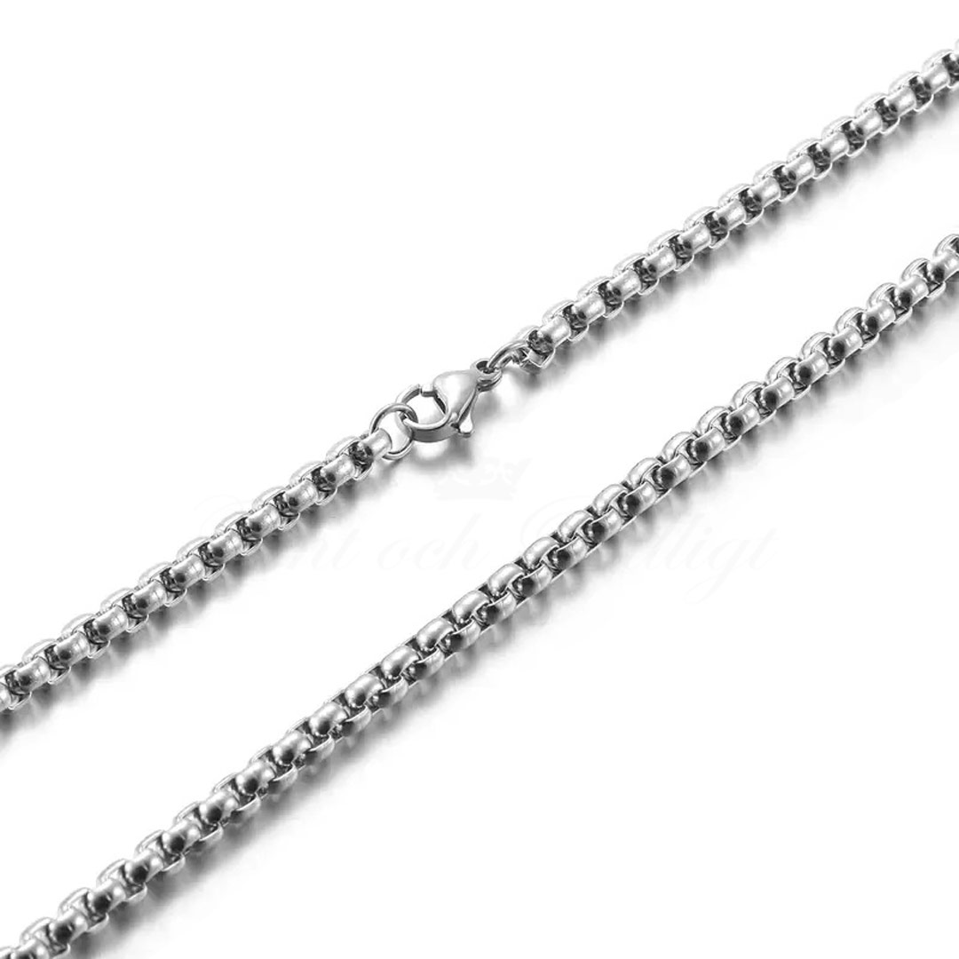 Halsband Essentials Box Silver - Venetiansk Rund Box Kedja 2-6mm - 4