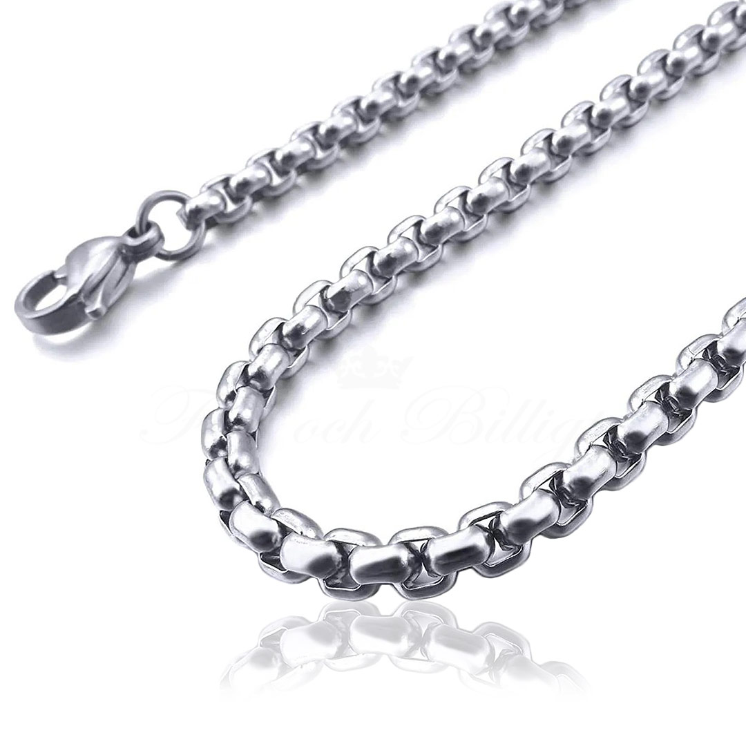 Halsband Essentials Box Silver - Venetiansk Rund Box Kedja 2-6mm - 3
