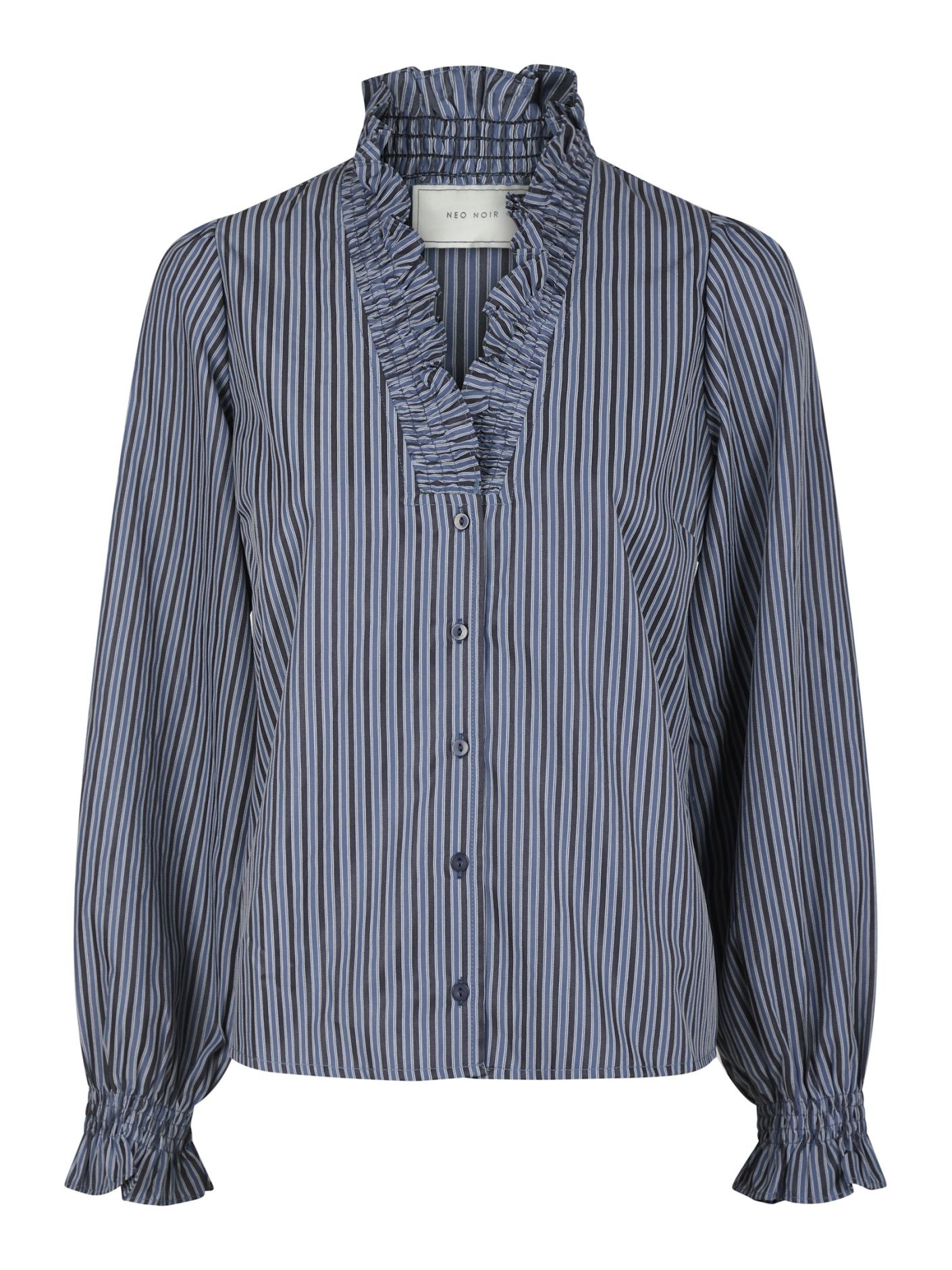 Neo Noir - Brielle Twill Stripe Shirt  Dusty Blue - 5