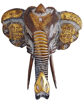 Elefant Vägg dekoration, Brun, Vit och Guld