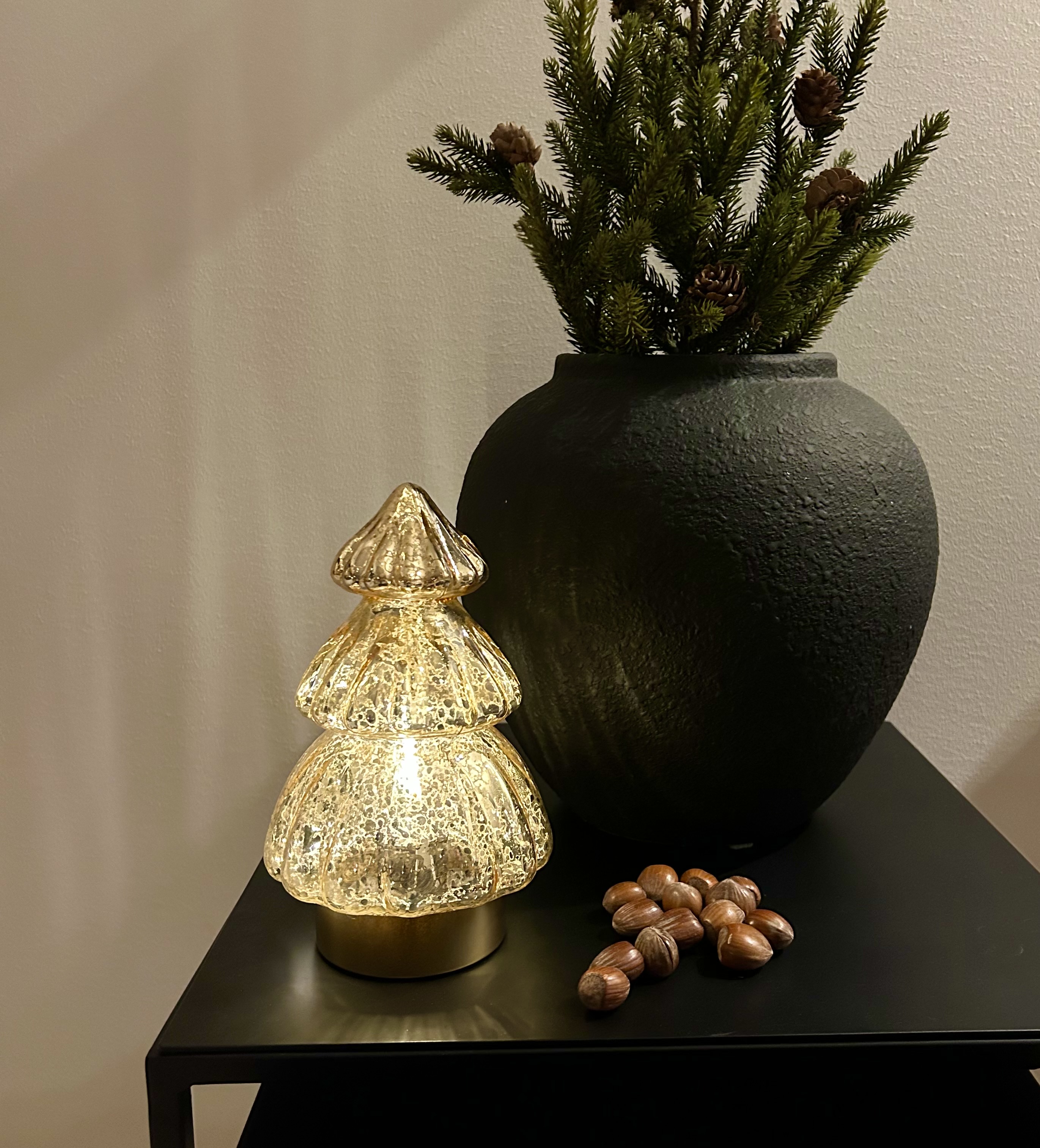 Gran i glas guld 20 cm. granlampa med timer och LED - 3