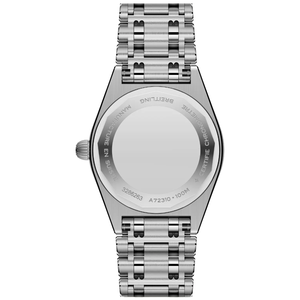 Breitling A72310531G1A1 Chronomat 28 svart pärlemor med diamant bezel baksida