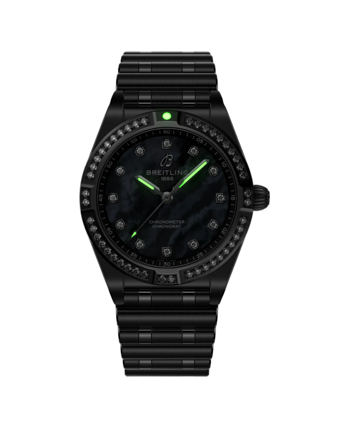 Breitling A72310531G1A1 Chronomat 28 svart pärlemor med diamant bezel dark