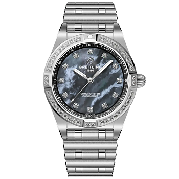Breitling A72310531G1A1 Chronomat 28 svart pärlemor med diamant bezel
