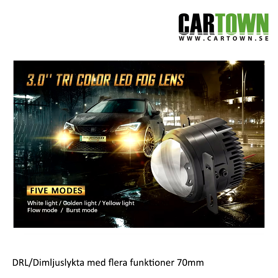 DRL  25W 70mm Runda Alu med monteringsfäste (2st) flerläges - 2