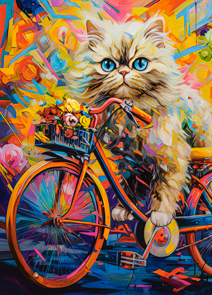 Kitten's Floral Ride, puslespil med 180 brikker (B-018529)