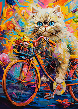 Kitten's Floral Ride, puslespil med 180 brikker (B-018529)